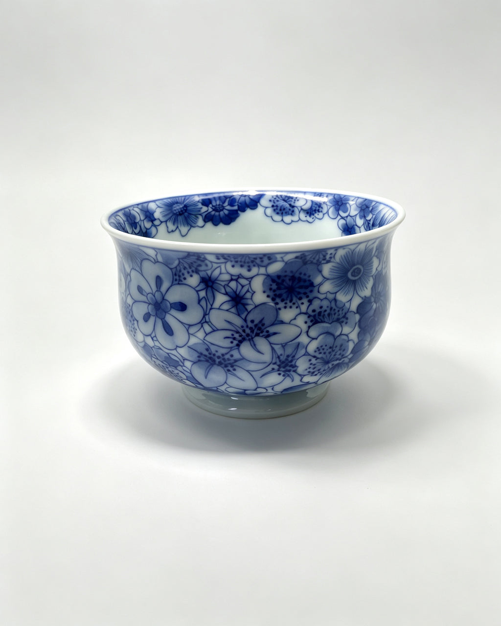 "Butterflies Amidst Flowers" Blue and White Tea Tasting Cup       60ml   -Jingdezhen porcelain