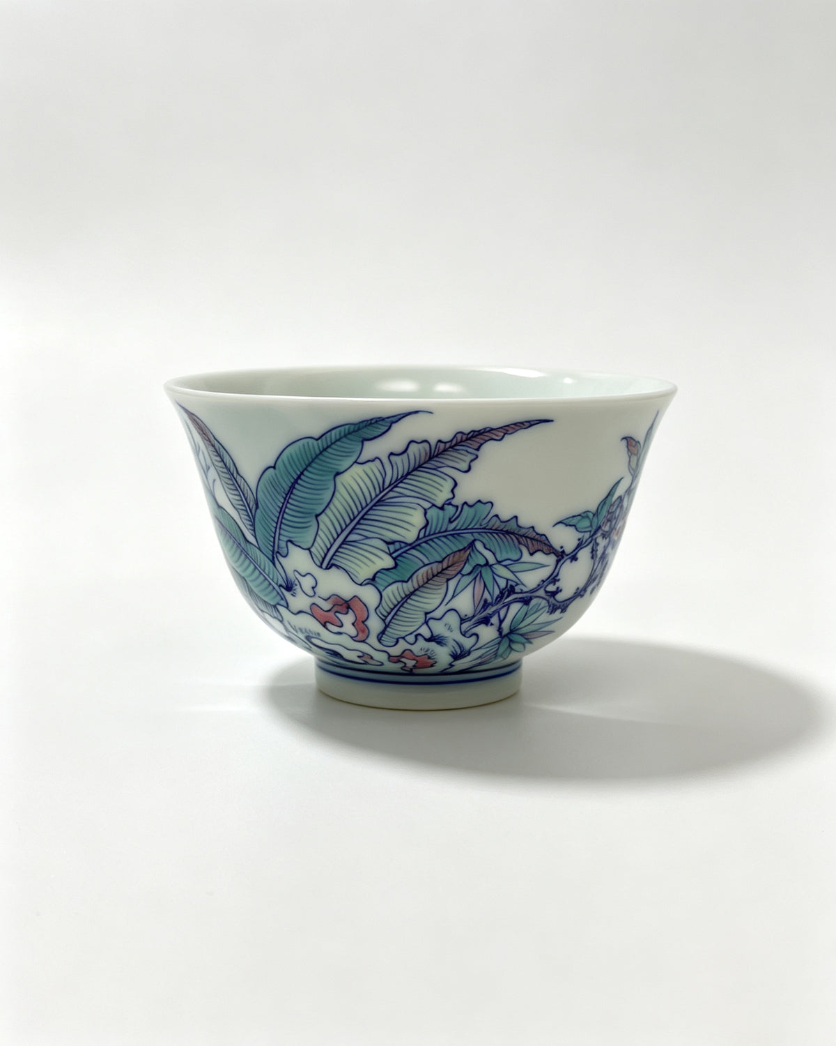 Doucai "Banana Leaf, Butterfly Lingzhi Teacup       110ml   -Jingdezhen porcelain