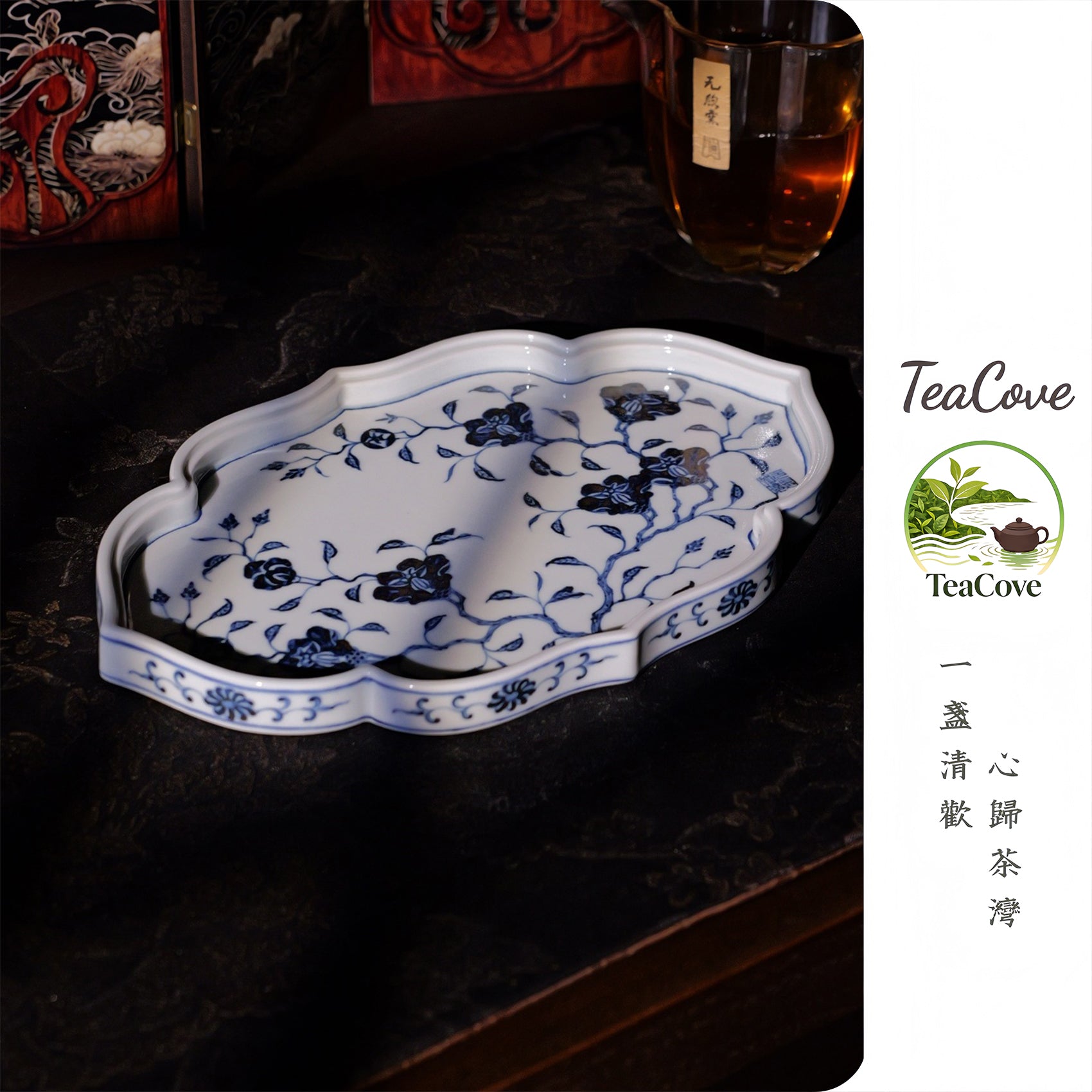 Blue and white porcelain teapot stand  -Jingdezhen porcelain