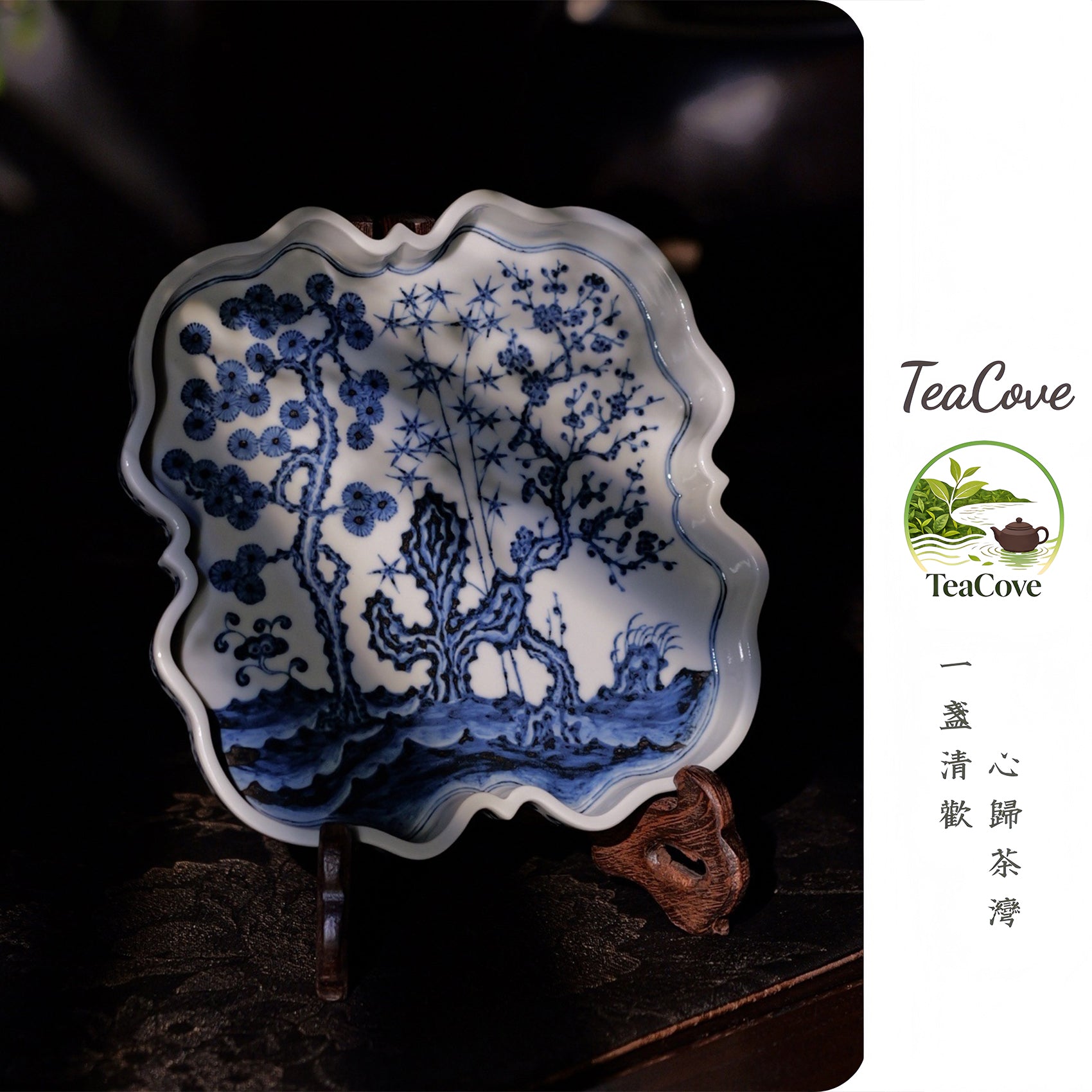 Blue and white porcelain teapot stand   -Jingdezhen porcelain