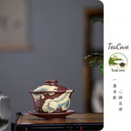 He Lian Yu You   180cc - Yixing Zisha Purple Three-Talent Bowl