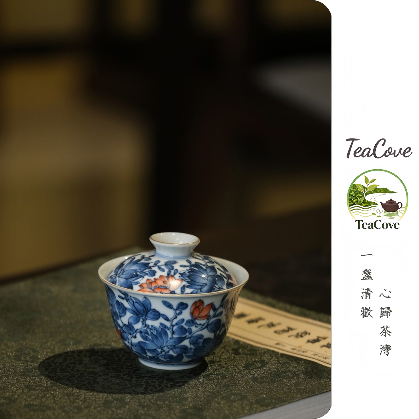 Blue and white porcelain covered bowl  -Jingdezhen porcelain