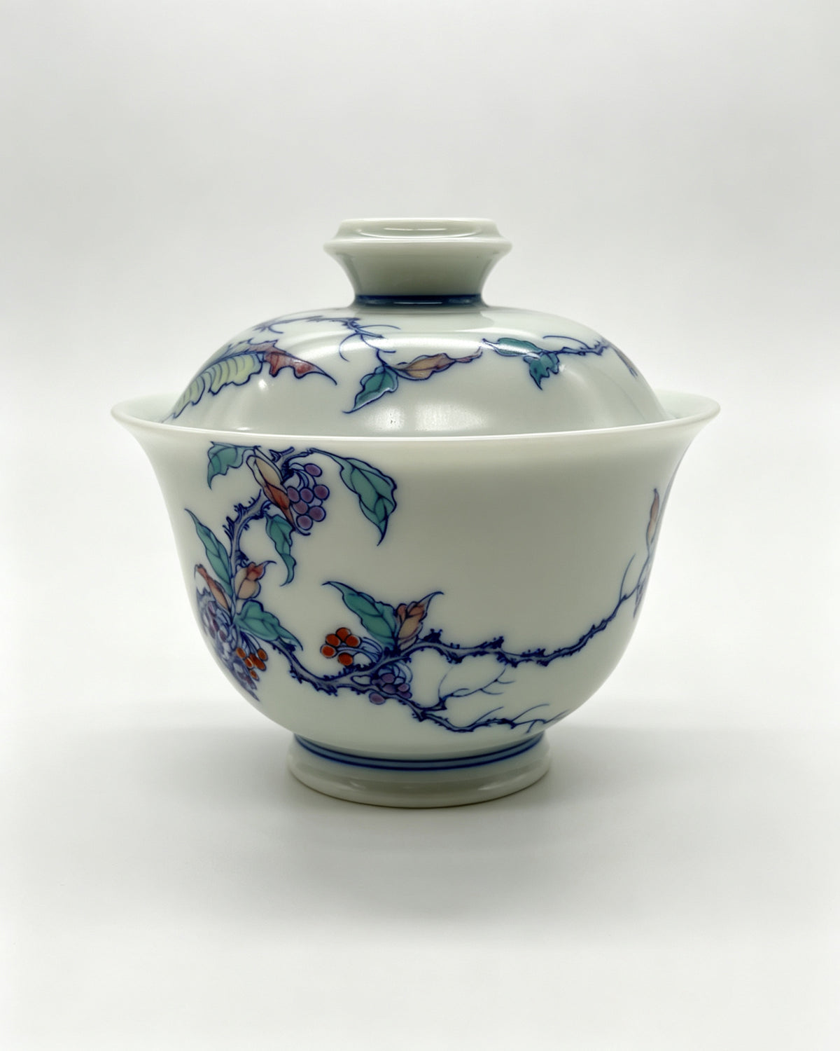 Doucai Banana & Grape Gaiwan     170ml   -Jingdezhen porcelain