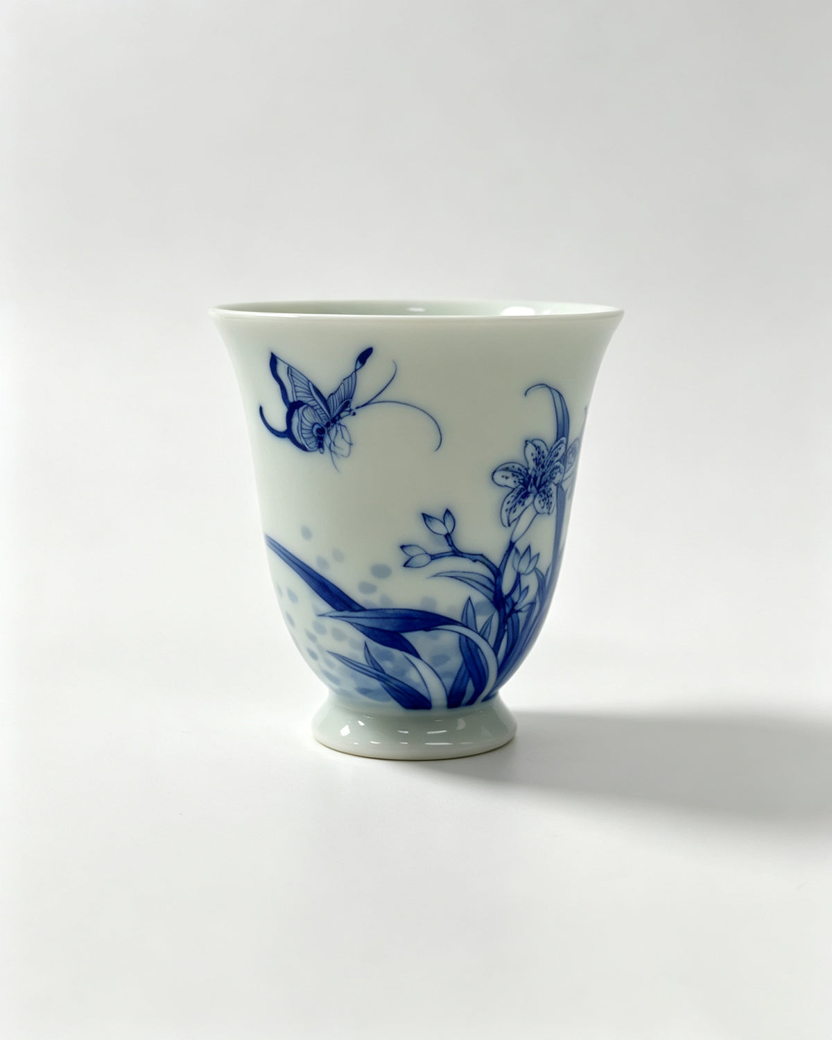 Blue and White Butterfly & Daylily       60ml   -Jingdezhen porcelain