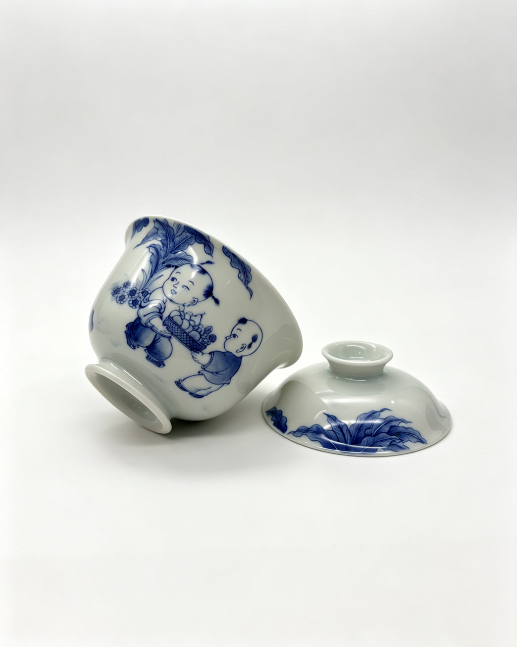 Joyful Kids Under Banana Leaves        160ml   -Jingdezhen porcelain