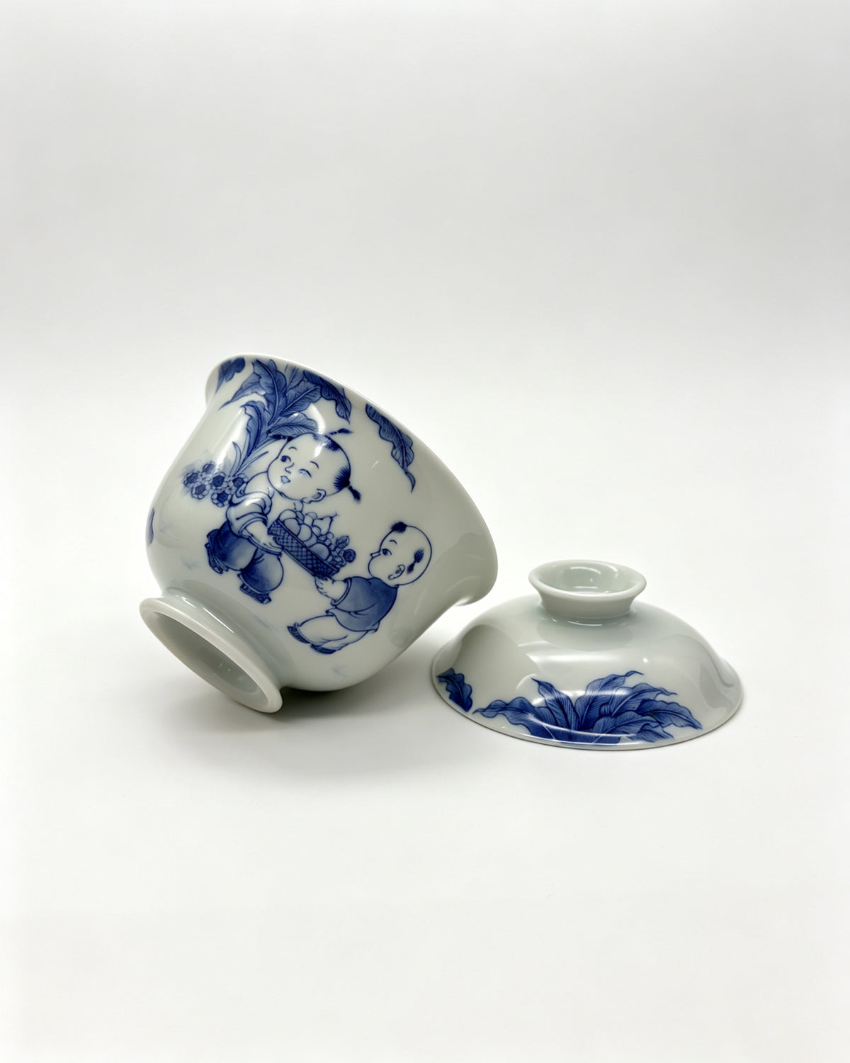 Joyful Kids Under Banana Leaves        160ml   -Jingdezhen porcelain
