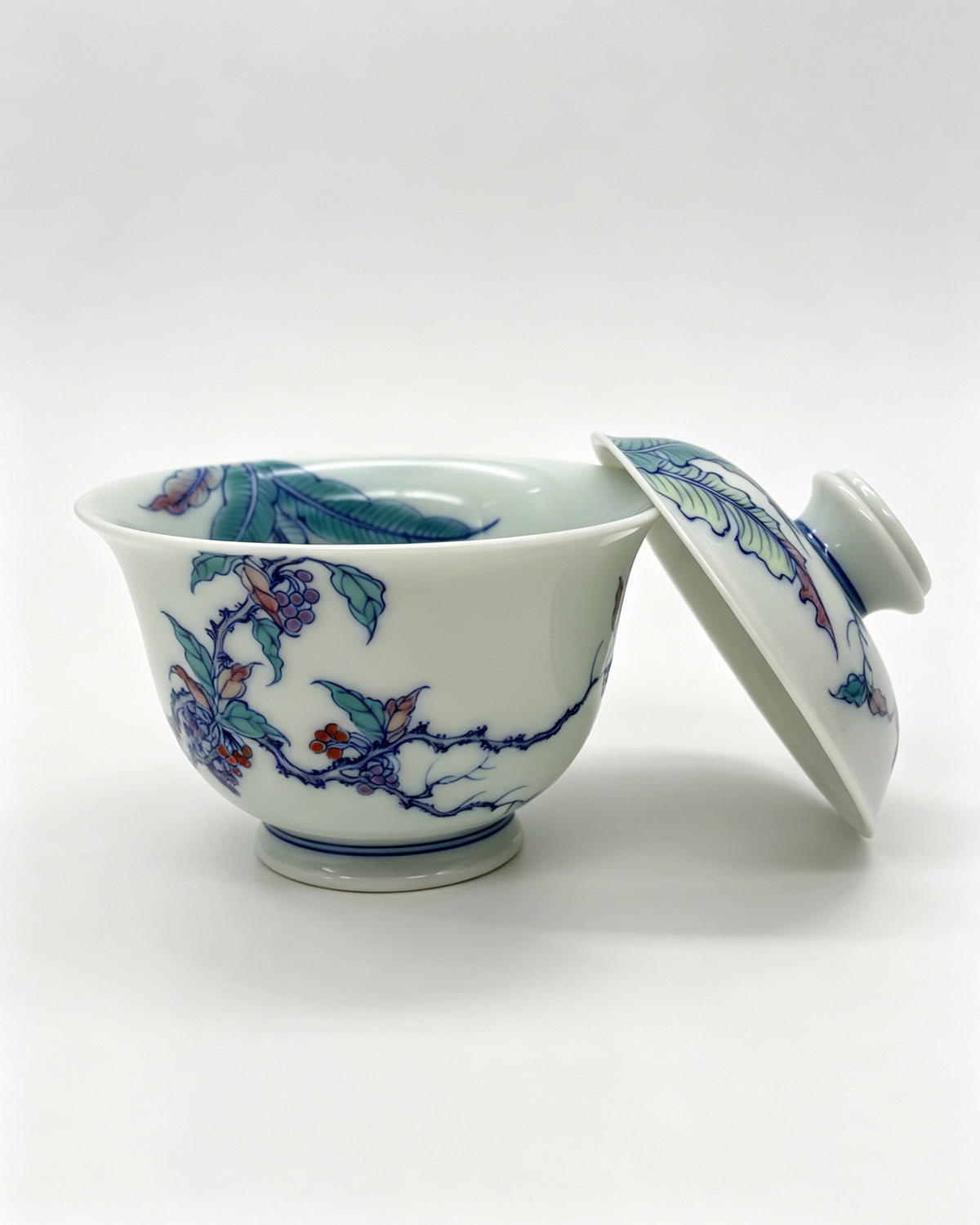 Doucai Banana & Grape Gaiwan     170ml   -Jingdezhen porcelain