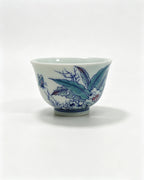 Doucai "Banana Leaf, Butterfly Lingzhi Teacup       110ml   -Jingdezhen porcelain