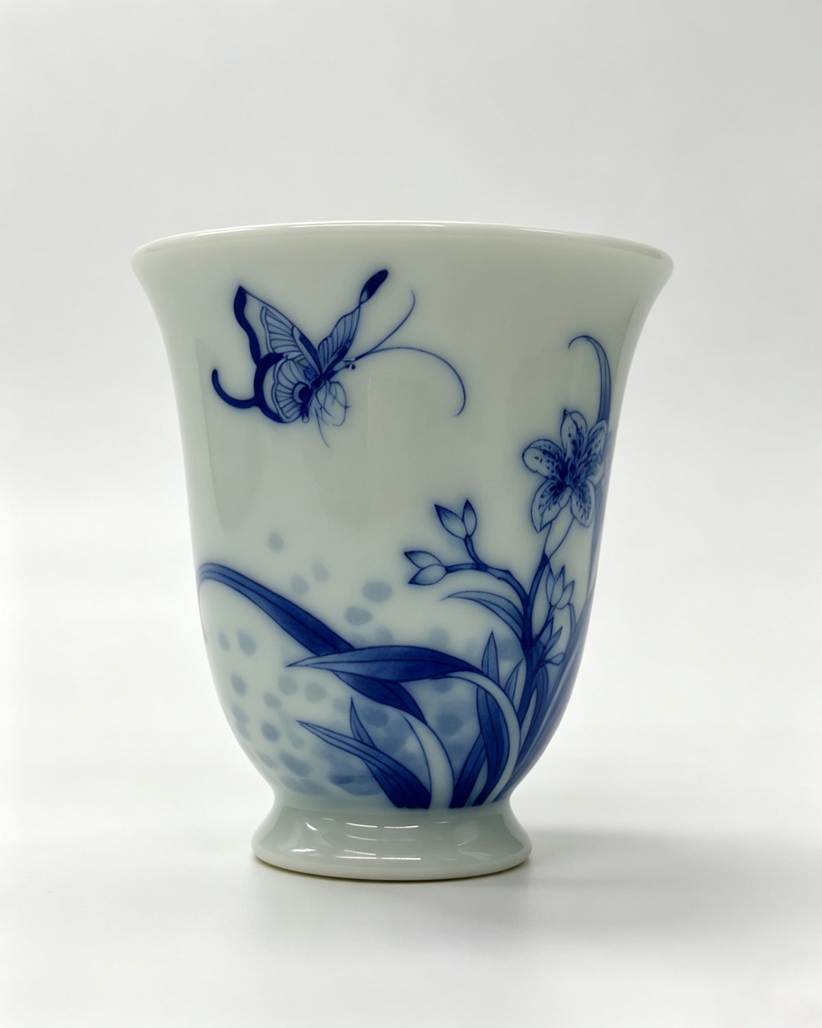 Blue and White Butterfly & Daylily       60ml   -Jingdezhen porcelain