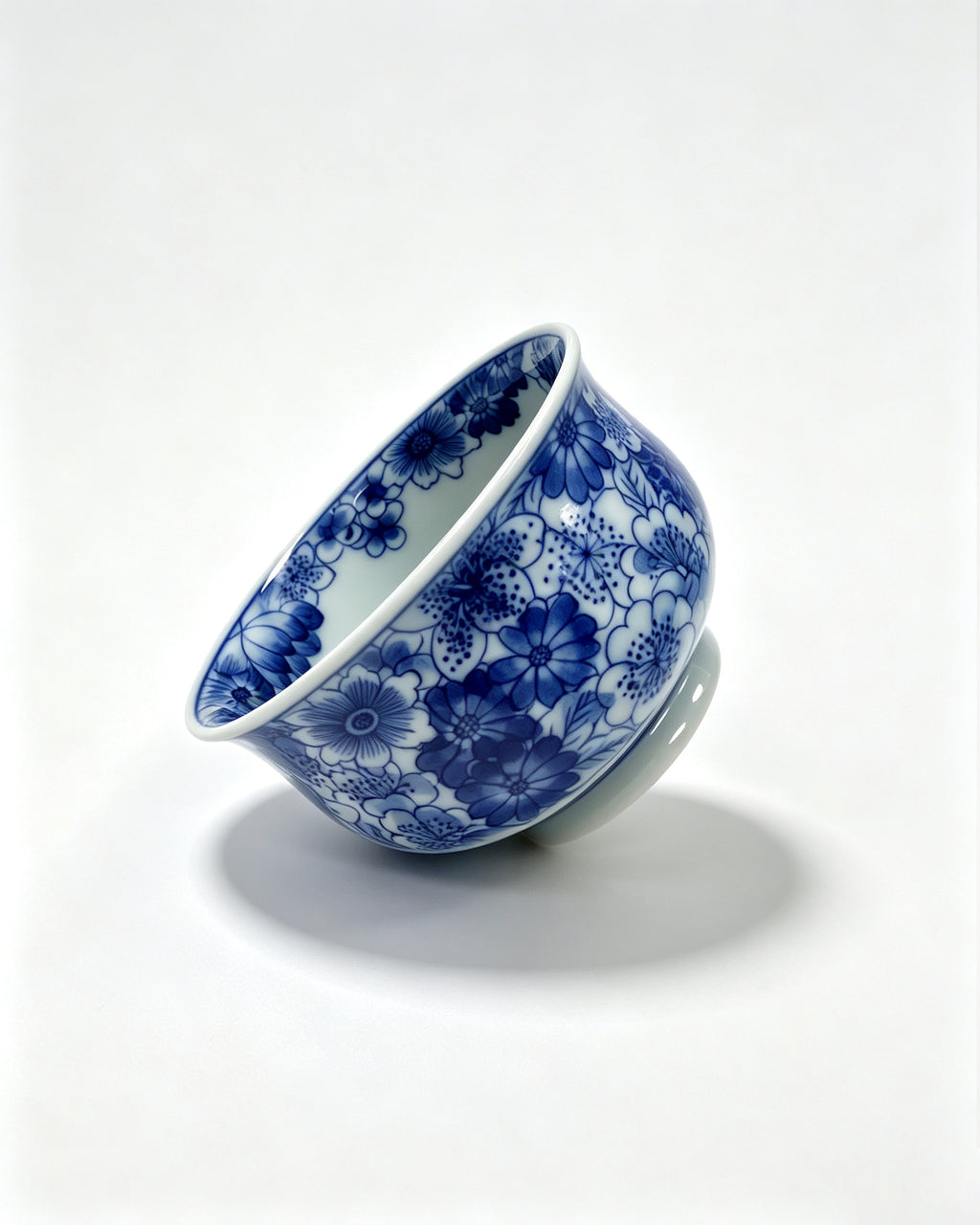 "Butterflies Amidst Flowers" Blue and White Tea Tasting Cup       60ml   -Jingdezhen porcelain