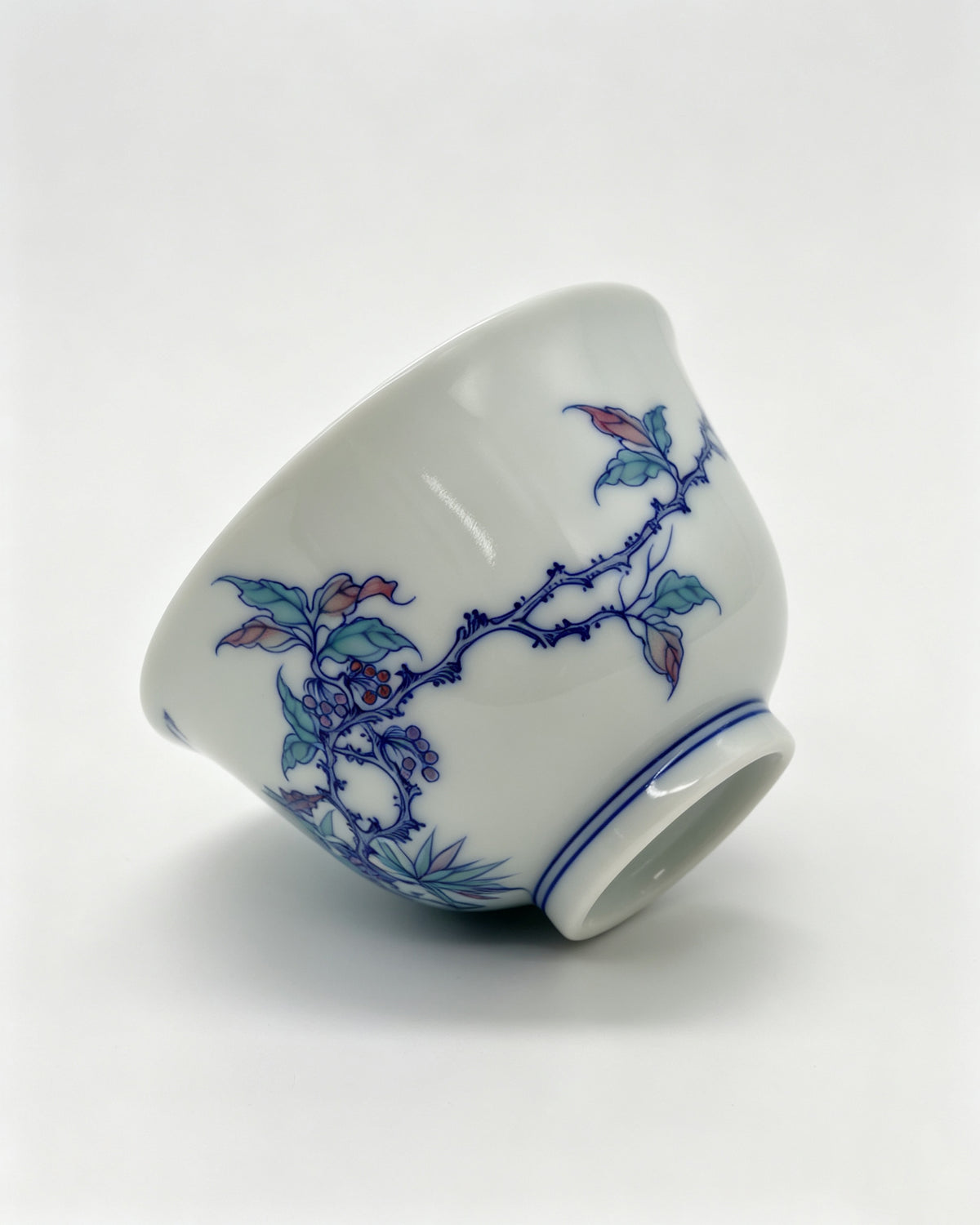 Doucai "Banana Leaf, Butterfly Lingzhi Teacup       110ml   -Jingdezhen porcelain