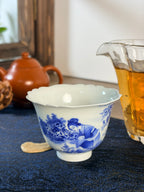 Hand-painted Blue White Beauty Floral Rim Tasting Teacup       130ml   -Jingdezhen porcelain