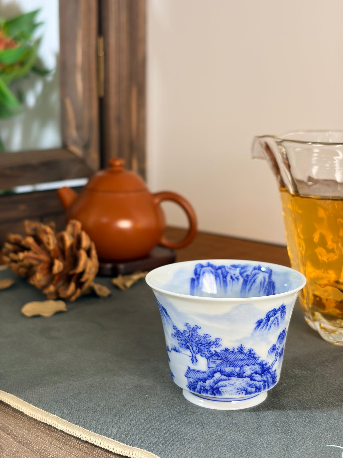 Blue White Porcelain Landscape       70ml   -Jingdezhen porcelain
