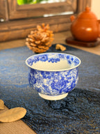 "Butterflies Amidst Flowers" Blue and White Tea Tasting Cup       60ml   -Jingdezhen porcelain
