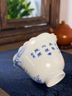 Hand-painted Blue White Beauty Floral Rim Tasting Teacup       130ml   -Jingdezhen porcelain