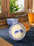 "Butterflies Amidst Flowers" Blue and White Tea Tasting Cup       60ml   -Jingdezhen porcelain