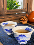 Blue and White Landscape Tea Cup       50ml   -Jingdezhen porcelain