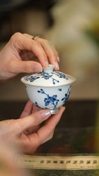 Blue and white porcelain covered bowl  -Jingdezhen porcelain
