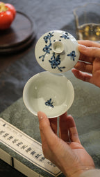 Blue and white porcelain covered bowl  -Jingdezhen porcelain