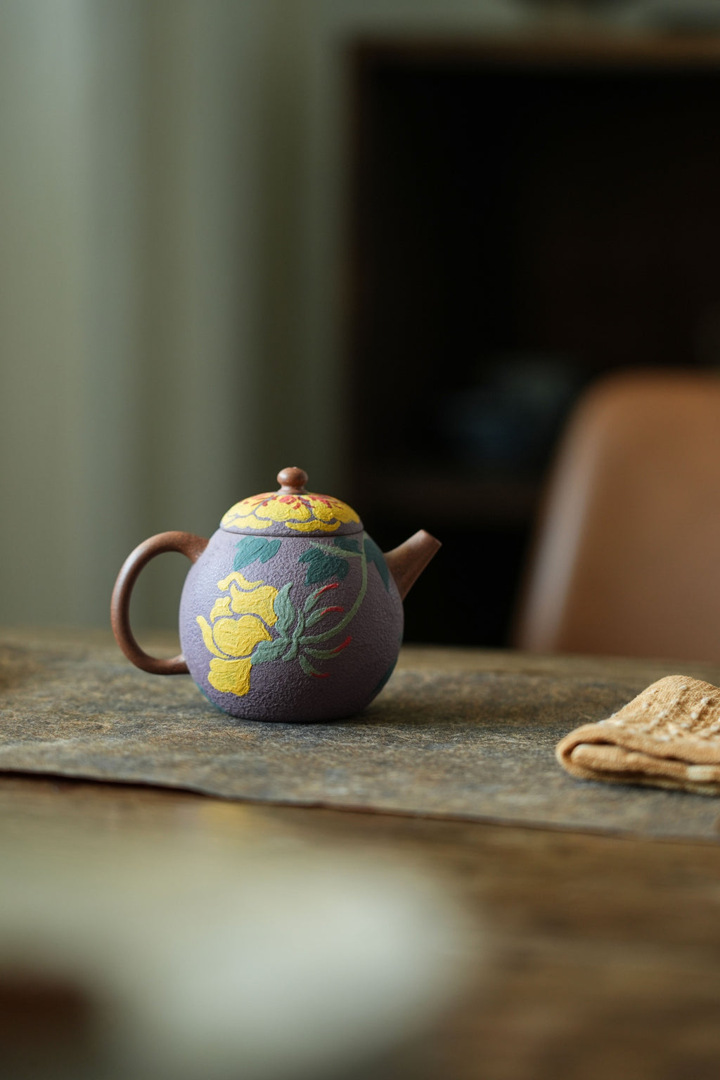 Mu Dan  100cc - Yixing Zisha Purple Clay Teapot