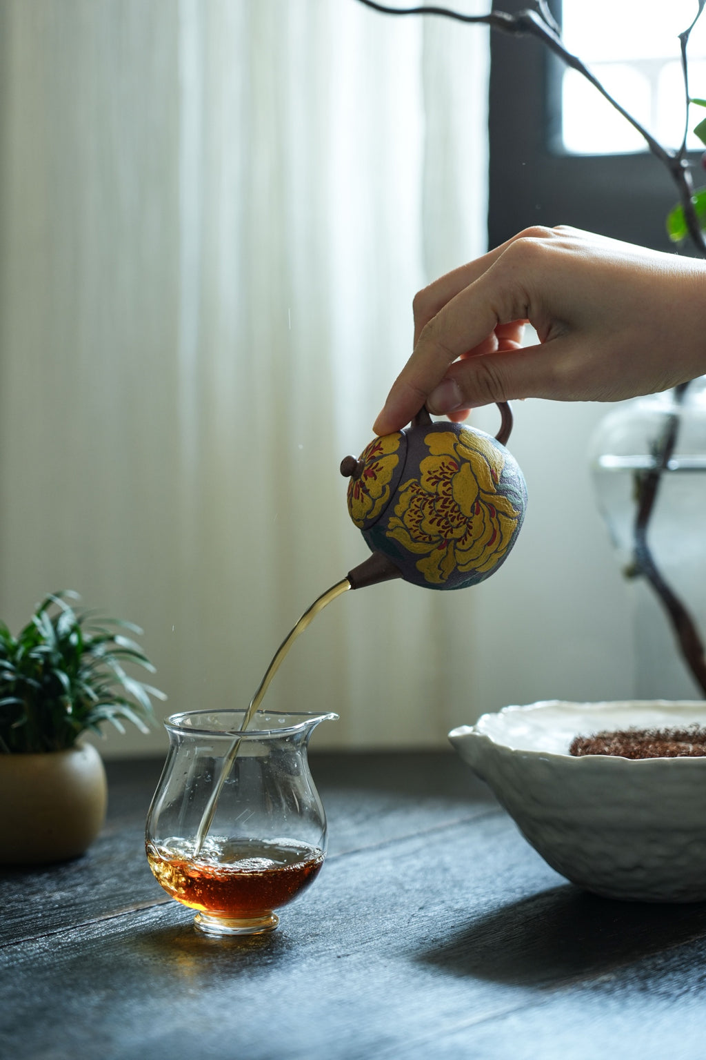 Mu Dan  100cc - Yixing Zisha Purple Clay Teapot