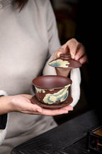 He Lian Yu You   180cc - Yixing Zisha Purple Three-Talent Bowl