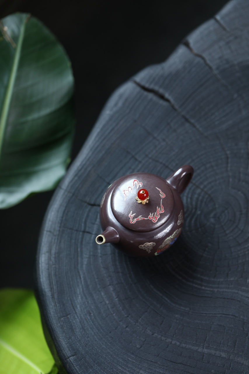 Gong Deng   180cc   - Yixing Zisha Purple Clay Teapot