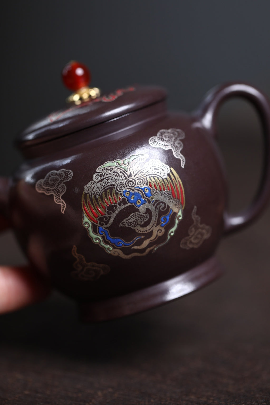 Gong Deng   180cc   - Yixing Zisha Purple Clay Teapot