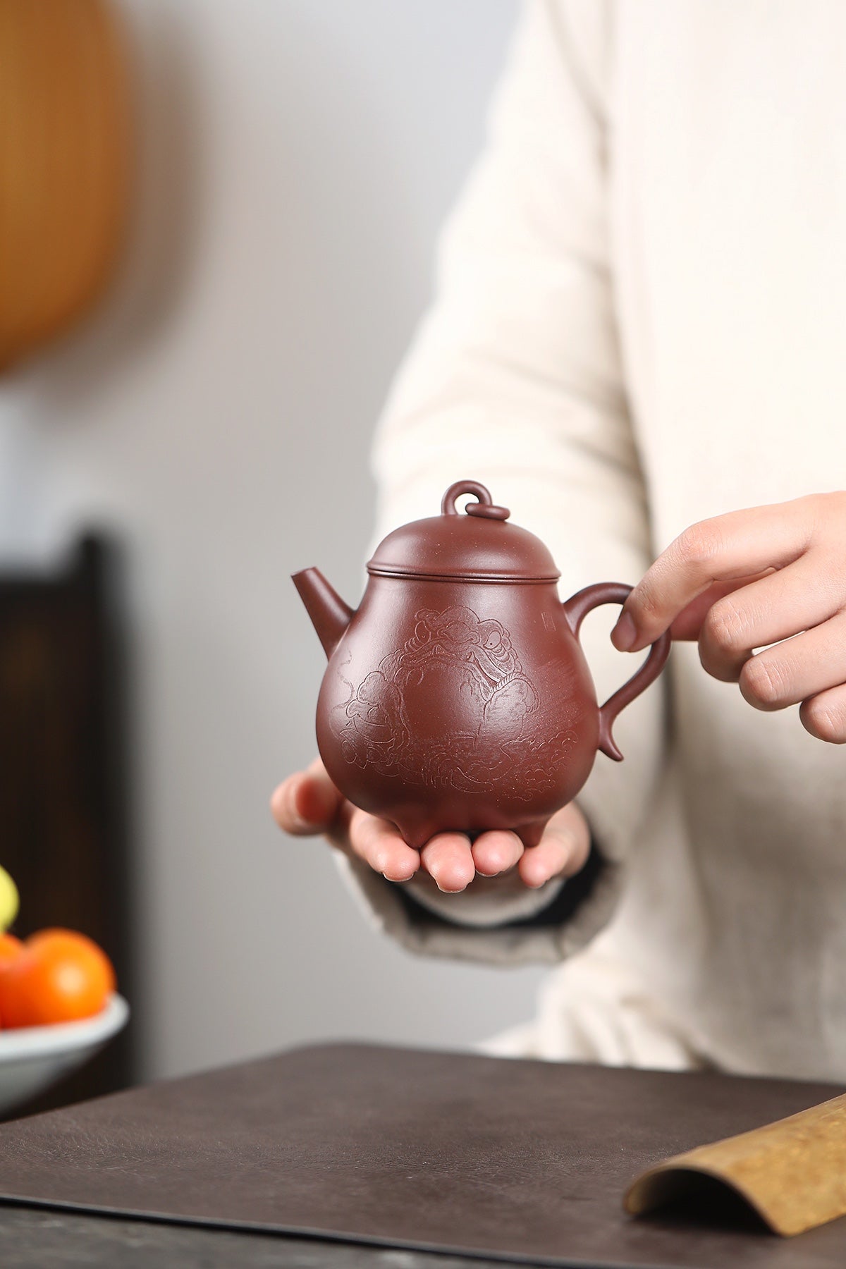 San Zu Bao Ding  250cc - Yixing Zisha Purple Clay Teapot