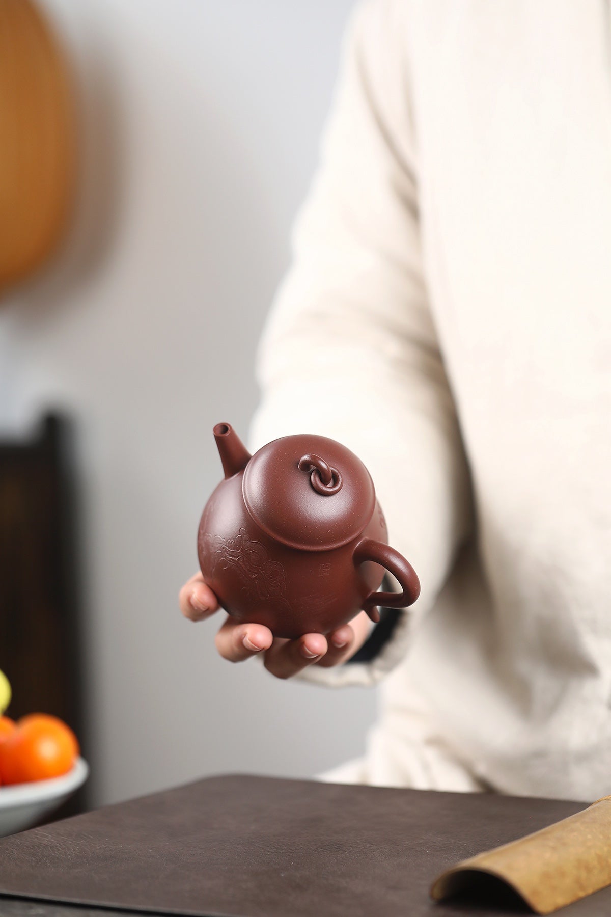 San Zu Bao Ding  250cc - Yixing Zisha Purple Clay Teapot