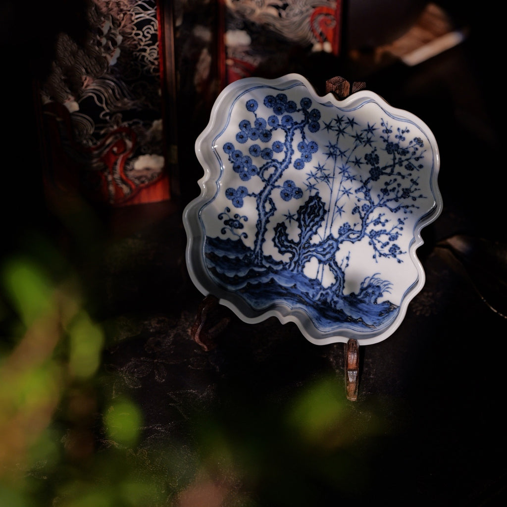 Blue and white porcelain teapot stand   -Jingdezhen porcelain