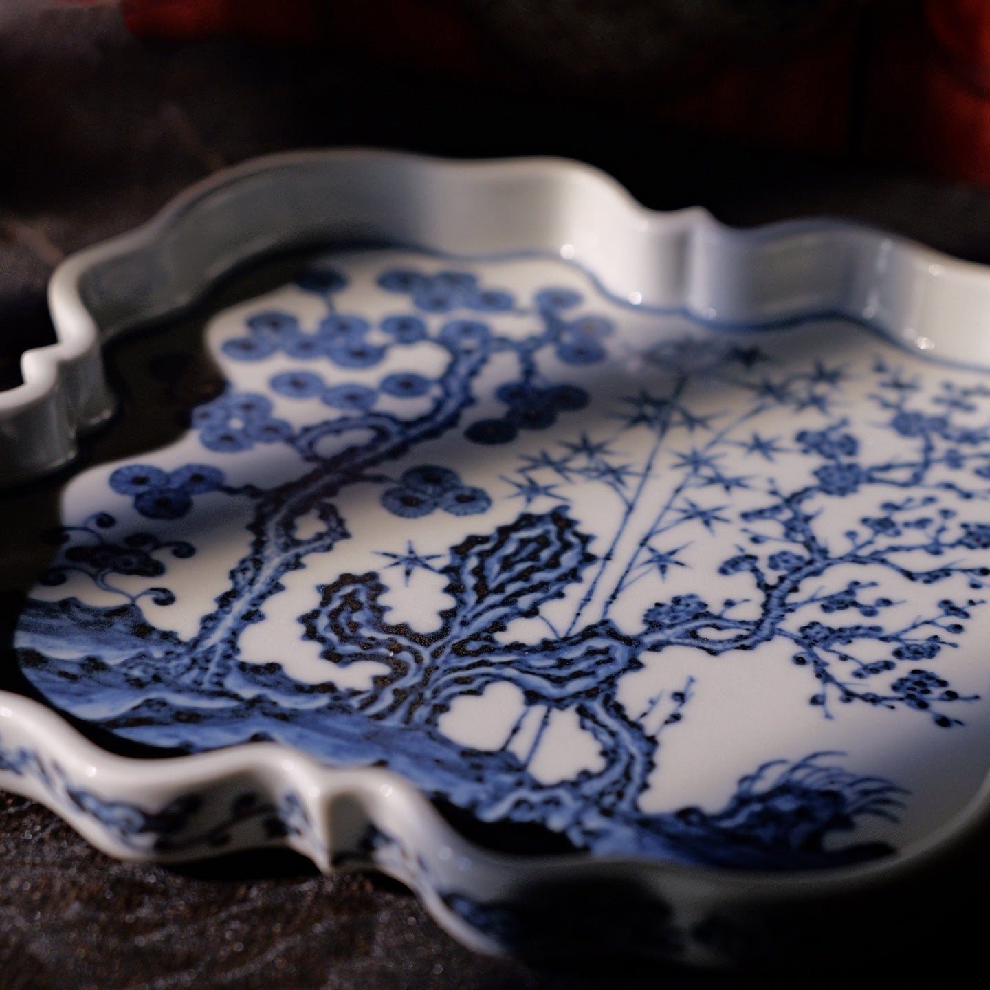 Blue and white porcelain teapot stand   -Jingdezhen porcelain