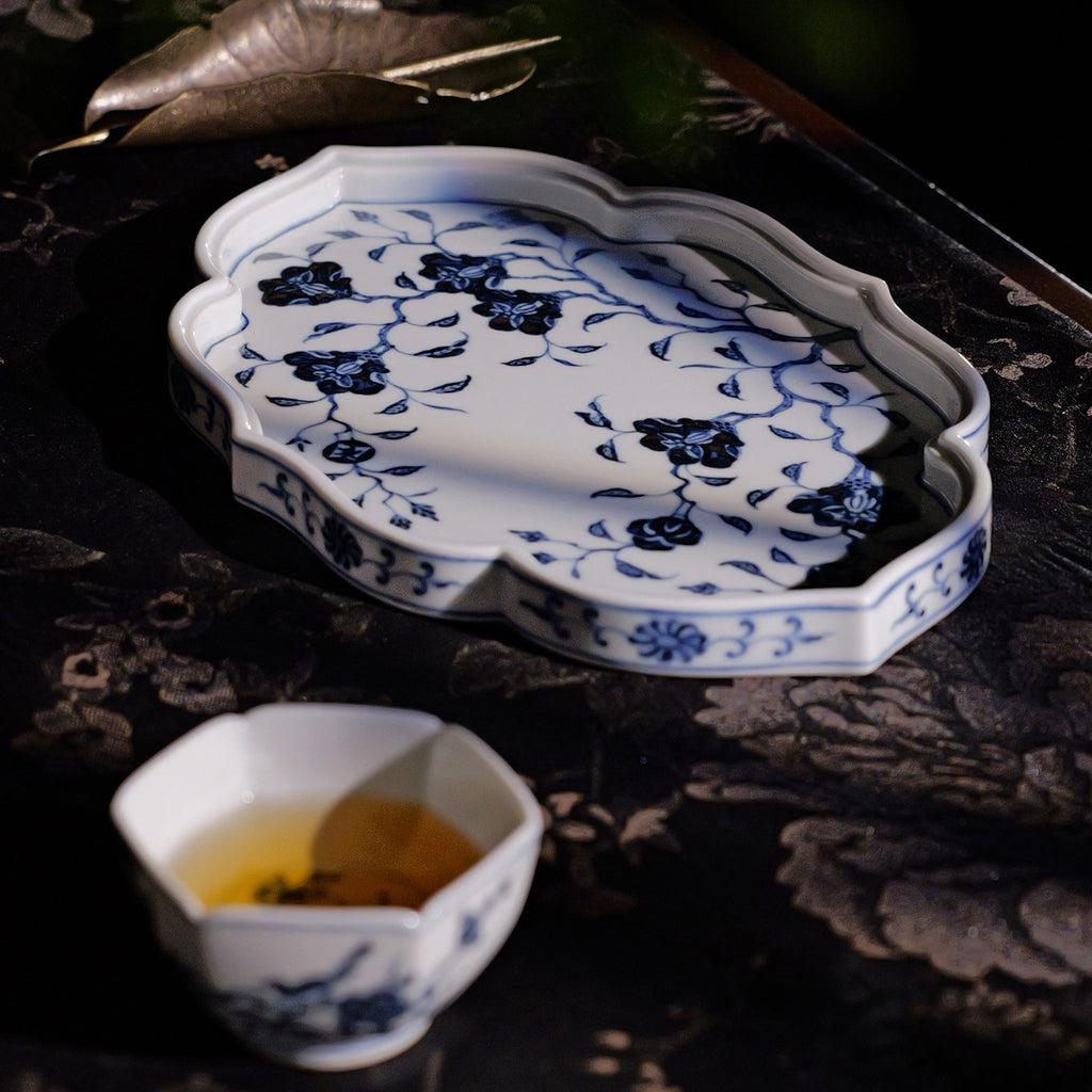 Blue and white porcelain teapot stand  -Jingdezhen porcelain
