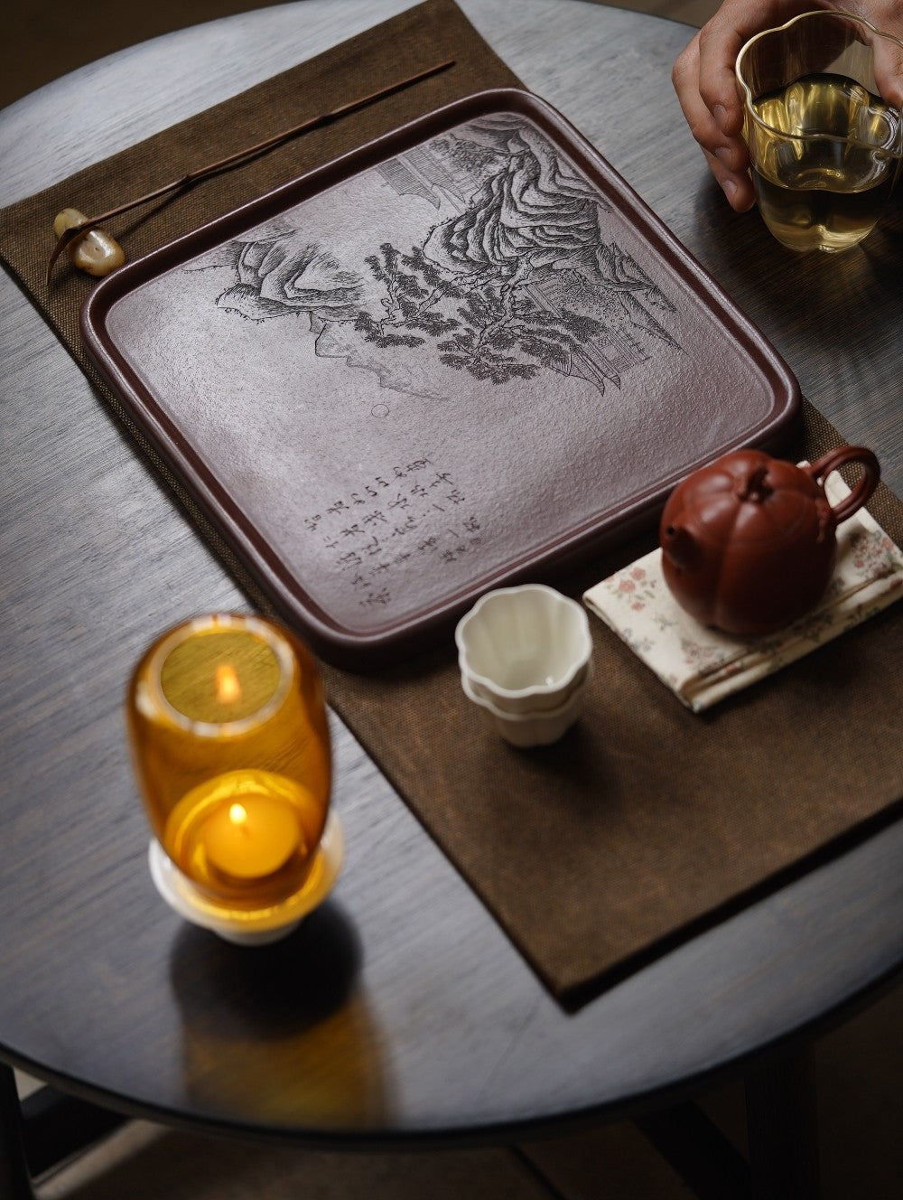 Shan Shui   - Yixing Zisha Purple Teapot Stand
