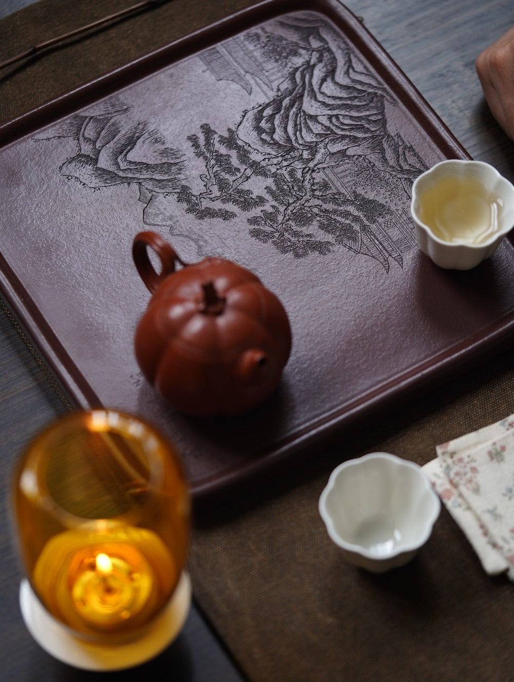 Shan Shui   - Yixing Zisha Purple Teapot Stand
