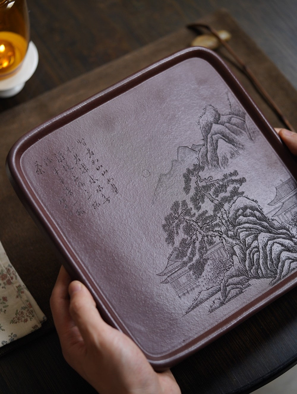 Shan Shui   - Yixing Zisha Purple Teapot Stand