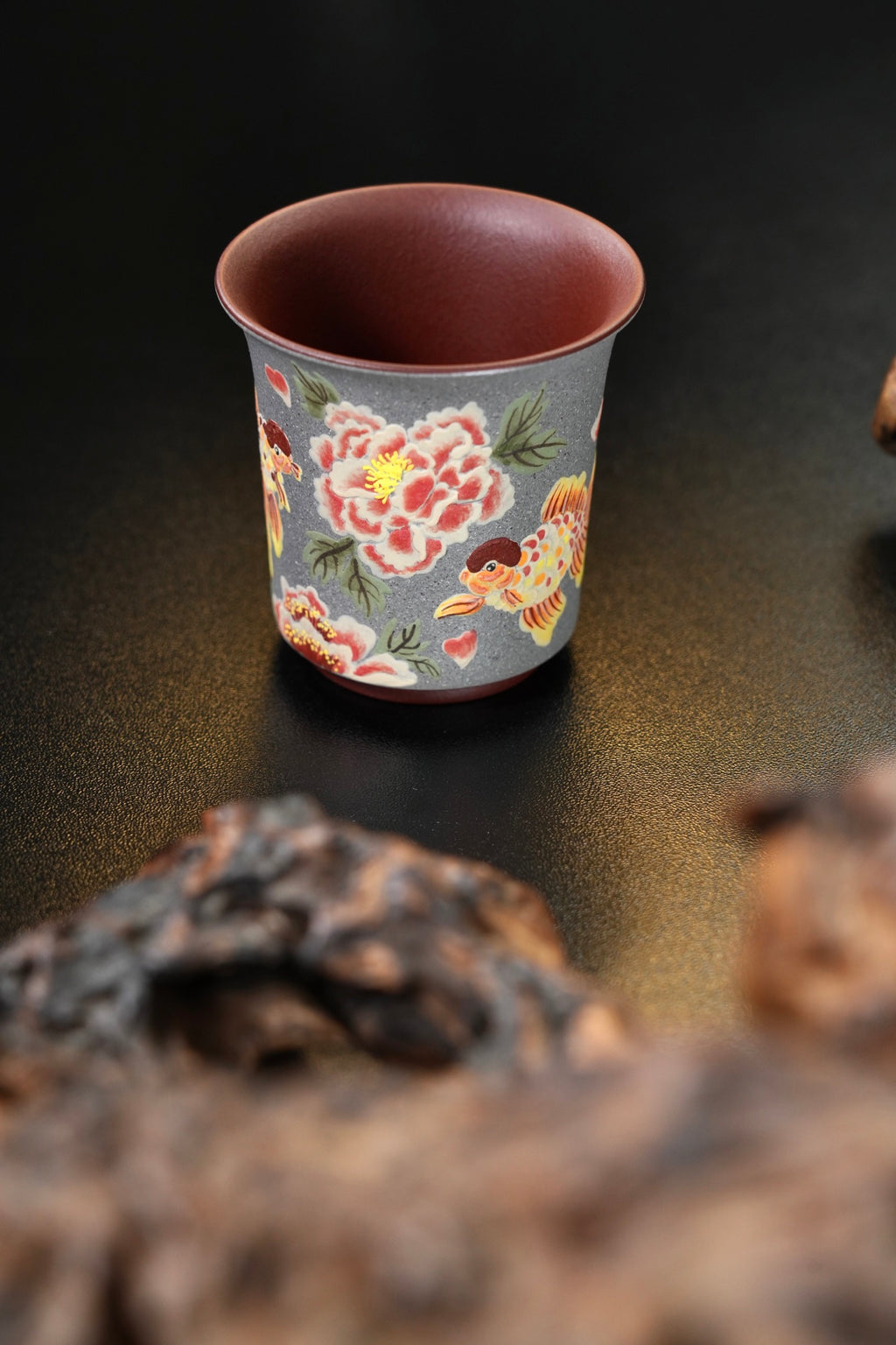 Hua Kai Fu Gui    100cc  - Yixing Zisha Purple Clay  Cup