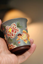 Hua Kai Fu Gui    100cc  - Yixing Zisha Purple Clay  Cup