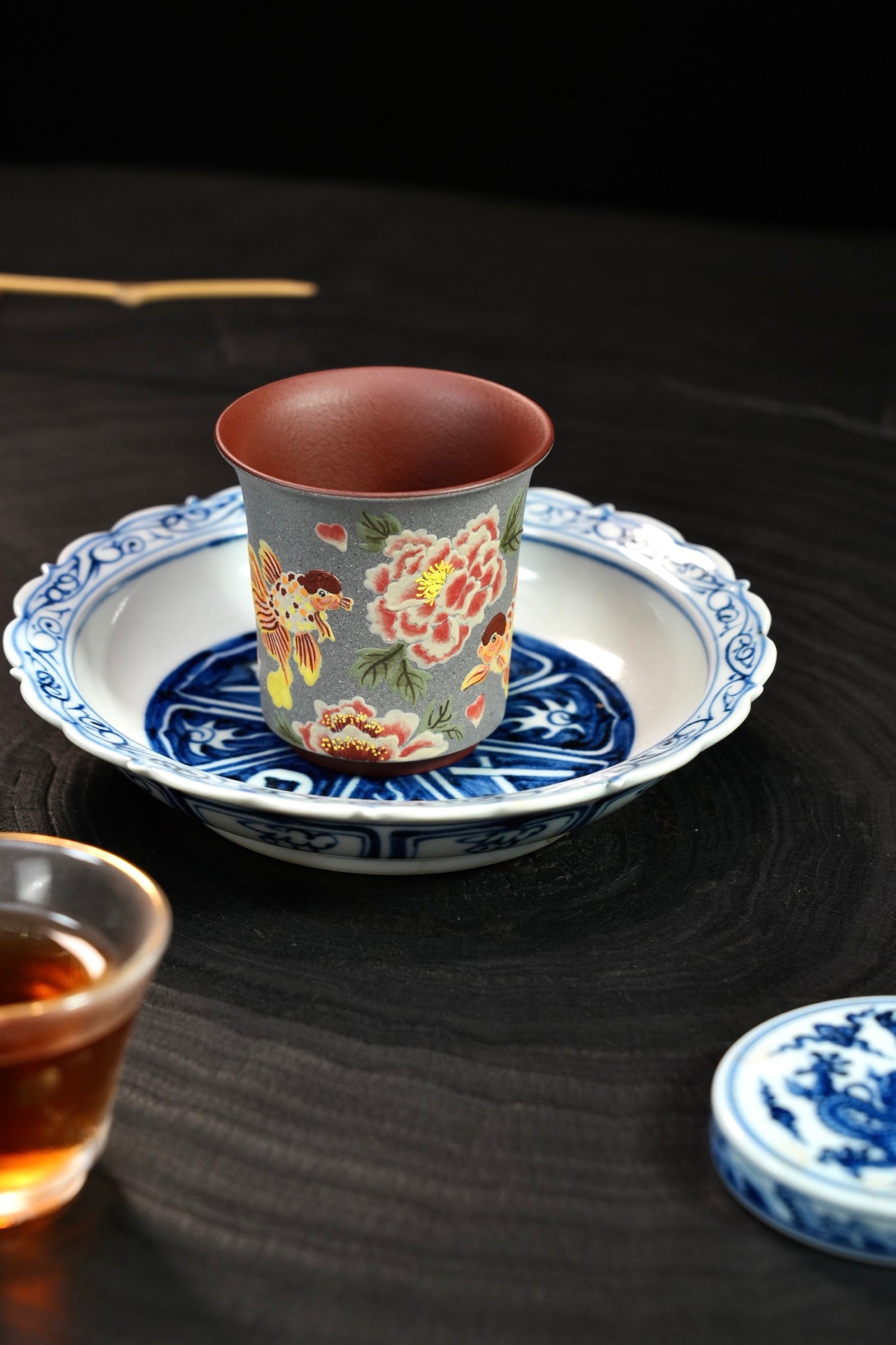 Hua Kai Fu Gui    100cc  - Yixing Zisha Purple Clay  Cup