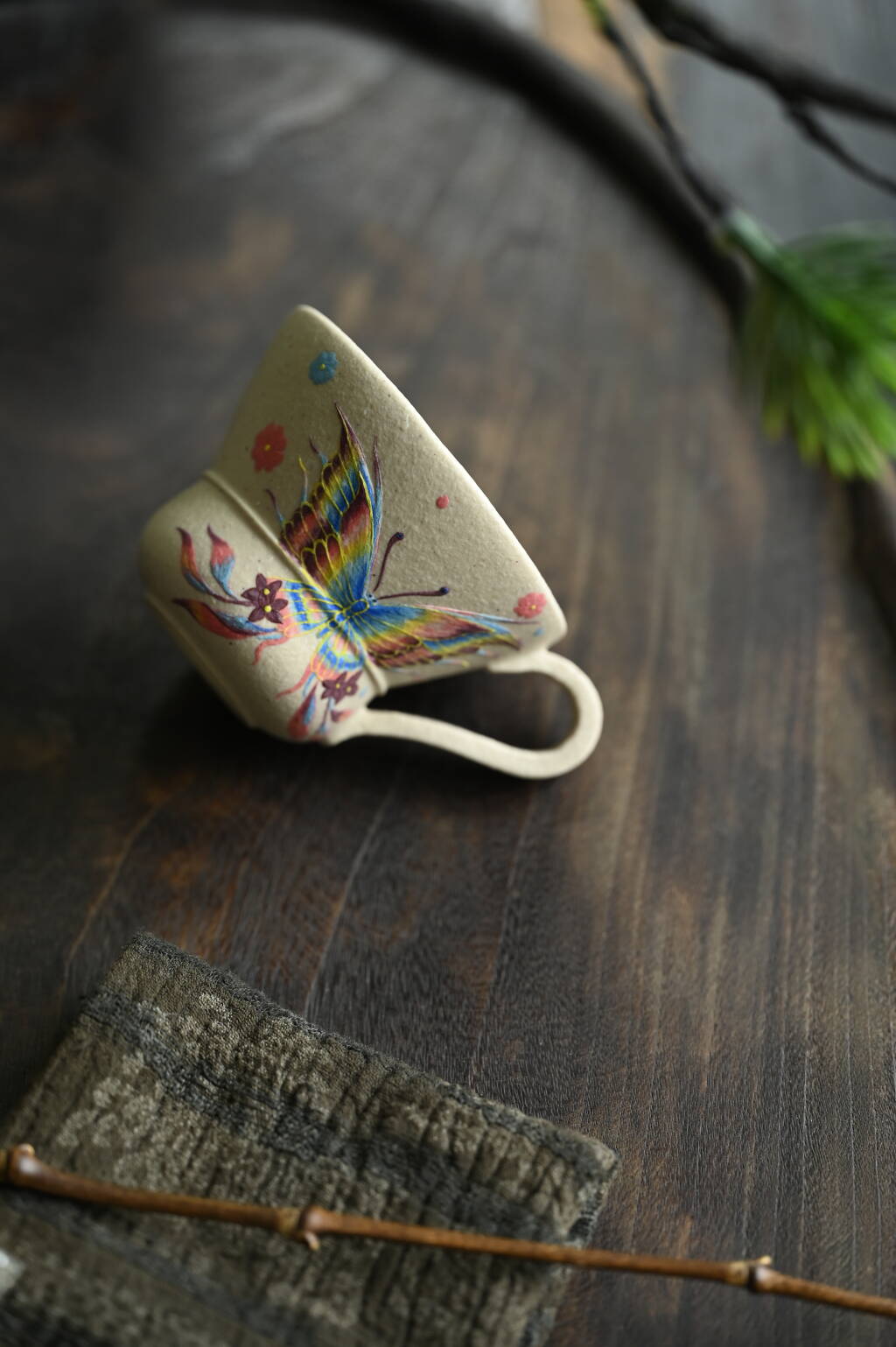 Cai Die    70cc  - Yixing Zisha Purple Clay  Cup