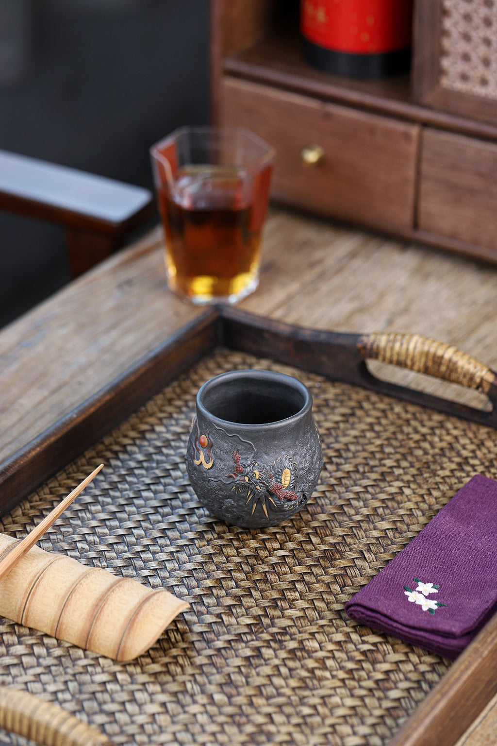 Chang Long     160cc  - Yixing Zisha Purple Clay  Cup