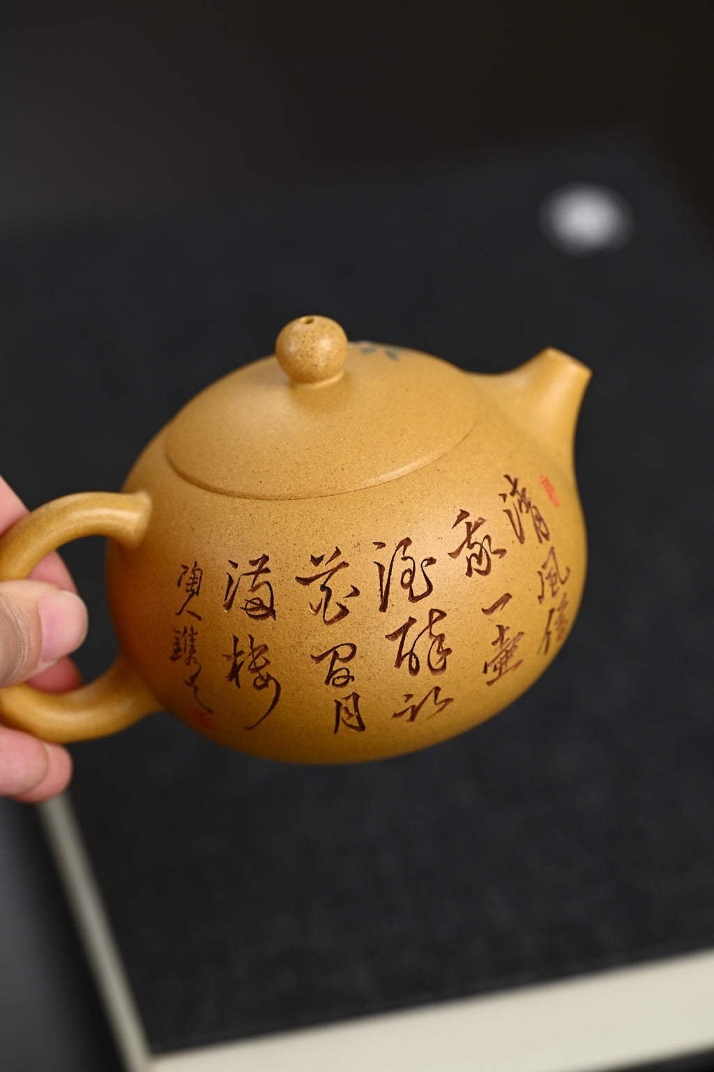Lan Hua Xi Shi     220cc   - Yixing Zisha Purple Clay Teapot