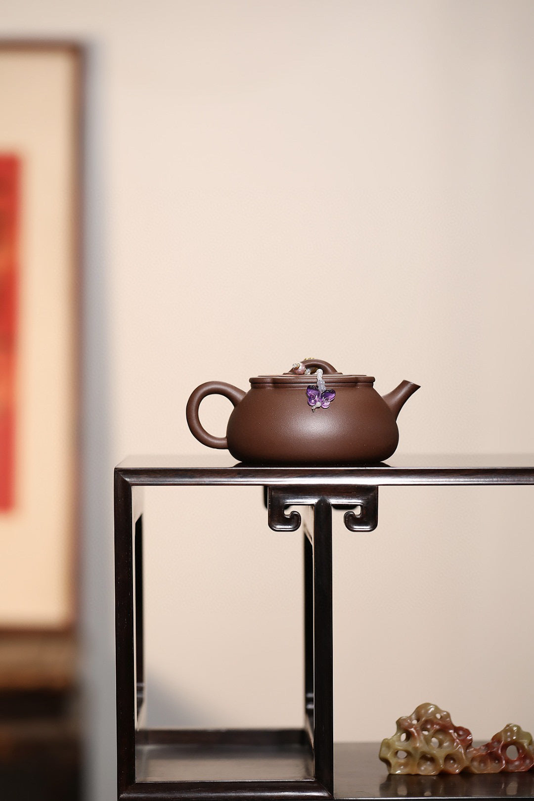 Hai Tang Mu Dan      130cc   - Yixing Zisha Purple Clay Teapot