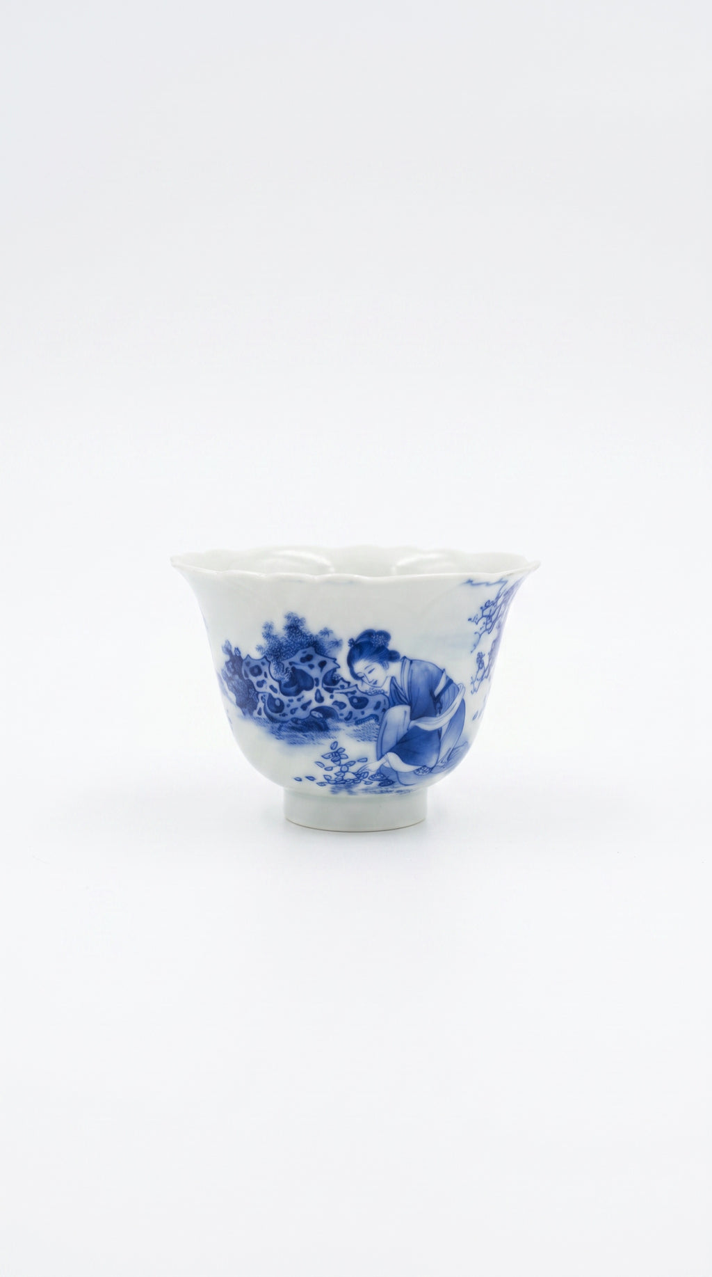Hand-painted Blue White Beauty Floral Rim Tasting Teacup       130ml   -Jingdezhen porcelain