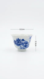 Hand-painted Blue White Beauty Floral Rim Tasting Teacup       130ml   -Jingdezhen porcelain