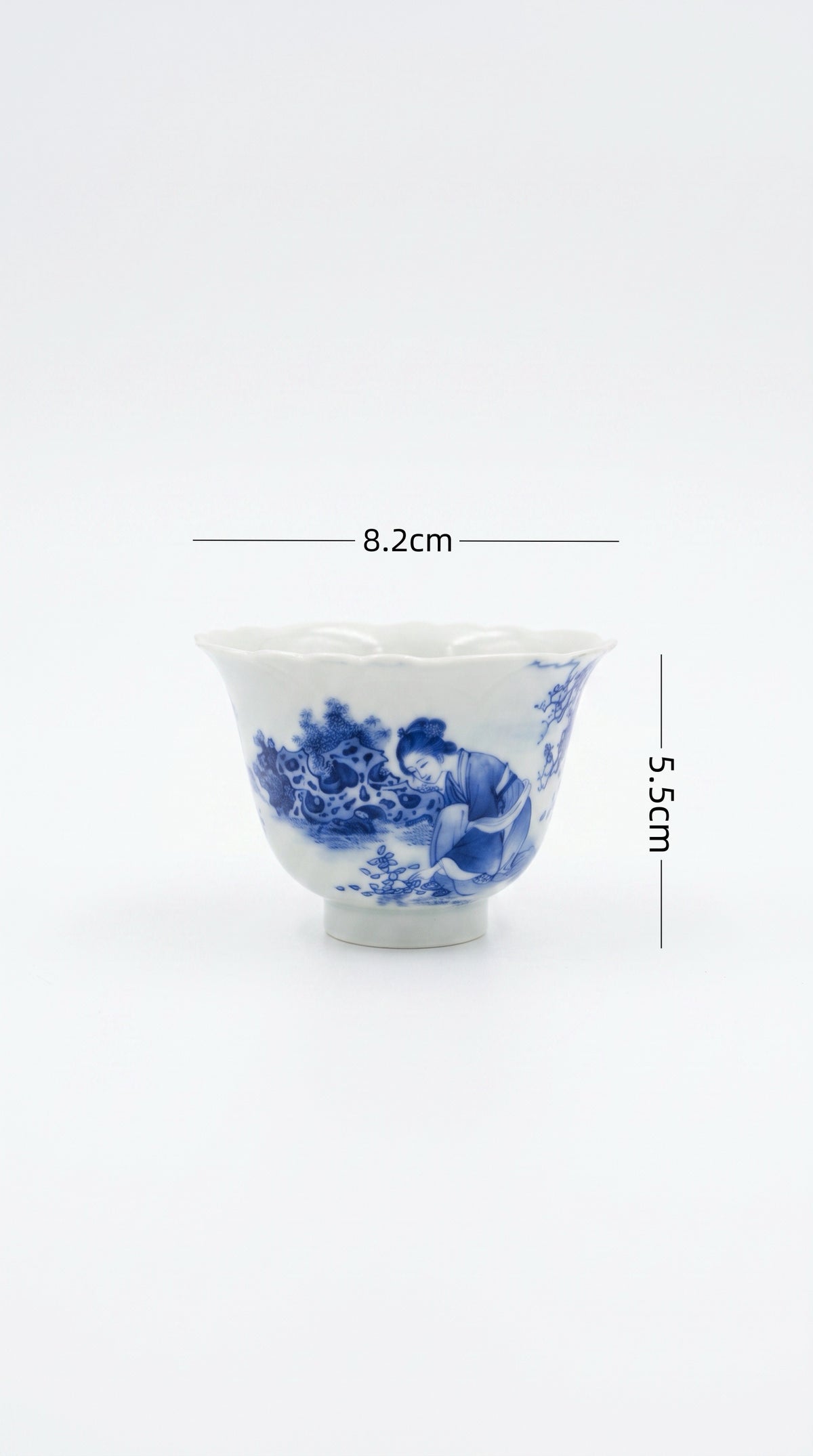 Hand-painted Blue White Beauty Floral Rim Tasting Teacup       130ml   -Jingdezhen porcelain
